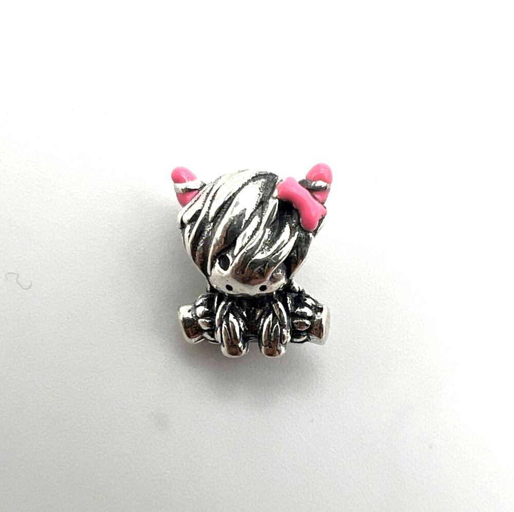 New Highland Cow with Pink Bow Charm for European Bracelet
